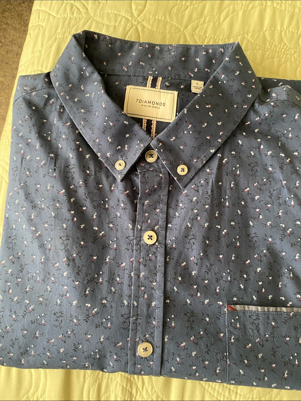 New7 Diamonds Men's Navy Floral Button-Down Shirt